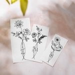 Personlig Line Birth Flowers emporary Tattoo Sticker med 3 navn Anniversity Bursdagsgave til par venn familie