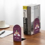 Paire de Serre-Livres en Bois Personnalisée avec Personnage et Nom Motif Arc-en-Ciel Cadeau Remerciement pour Enseignant