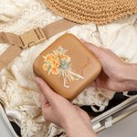 Personalized Birth Flower Bouquet Name Leather Jewelry Box with Mirror Multiple Compartments Bridal Shower Wedding Party Gift for Her