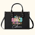 Personalisierte Cartoon ABCD Lehrer Tour Retro Pebbled Leder Umhäng Tragetasche mit Namen Wertschätzung zurück zu Schule Geschenk für Lehrer