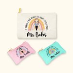 Personalised Big Heart Shape Little Minds Pencil Apple Rainbow Cartoon Canvas Makeup Bag with Name Appreciation Back to School Gift for Teacher