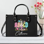 Personalisierte Cartoon ABCD Lehrer Tour Retro Pebbled Leder Umhäng Tragetasche mit Namen Wertschätzung zurück zu Schule Geschenk für Lehrer