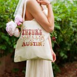 Personalisierte Zukunft Frau wiederverwendbare Canvas Tragetasche mit Namen Engagement Brautdusche Bachelorette Geschenk für neue Braut