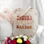 Personalisierte Zukunft Frau wiederverwendbare Canvas Tragetasche mit Namen Engagement Brautdusche Bachelorette Geschenk für neue Braut
