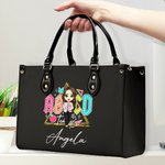 Personalisierte Cartoon ABCD Lehrer Tour Retro Pebbled Leder Umhäng Tragetasche mit Namen Wertschätzung zurück zu Schule Geschenk für Lehrer