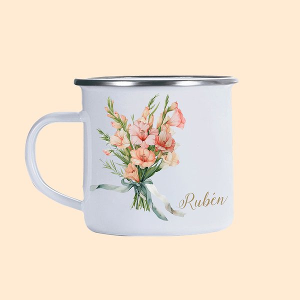 Personalised Watercolour Birth Flower 12oz Mug with Name Birthday Wedding Gift for Her
