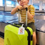 Personligt flerfärgat Giraff Zebra Passfodral Bagagetagg Set med namn och initialer Födelsedagspresent för barn