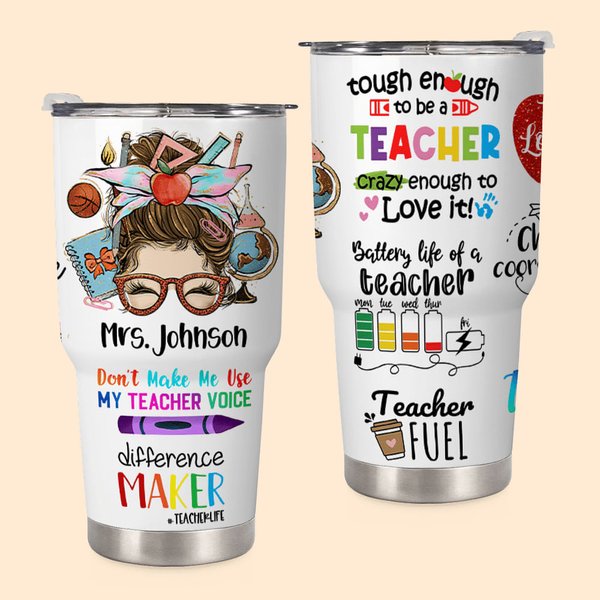 Personlig tecknad krita Lär Kärlek Inspirera 30oz Namn Tumbler med lock och sugrör Rengöringsborste Tillbaka till skolan Uppskattning Present till lär