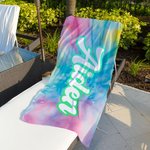 Personalized Colourful Oversized Quick Dry Tie Dye Beach Towel with Name Summer Travel Beach Party Gift for Her