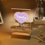 Gepersonaliseerd Familie Zal Altijd Verbonden Zijn Door Hart LED Nachtlampje met 1-12 Namen en Houten Basis Housewarming Verjaardag Afscheidscadeau voor Familie