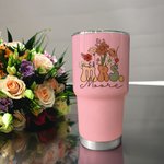 Vaso Personalizado Multicolor Retro Flores Silvestres MRS. Vaso de 30oz con pajita y cepillo Regalo de despedida de soltera Vuelta al cole para mujer