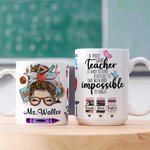 Personalisierte niedliche Frau Cartoon-Charakter 11oz 15oz keramische Kaffeetasse mit Namen Teacher's Day Wertschätzung Geschenk für Lehrer