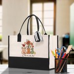Personalisierte Retro Wildblumen Frau Canvas Tragetasche mit Namen und wasserdicht Liner Bridal Shower Lehrer Anerkennung Geschenk für Frauen