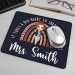 Tapis de Souris Arc-en-Ciel Personnalisé avec Nom et Dessin de la Femme Cadeau de Remerciement Retour à l'École pour Enseignante