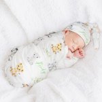 Personalized Cute Woodland Animals Baby Receiving Blanket Swaddle Hat Bow Headband with Name Coming Home Outfit Baby Shower Gift for Newborns