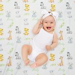 Personalized Cute Woodland Animals Baby Receiving Blanket Swaddle Hat Bow Headband with Name Coming Home Outfit Baby Shower Gift for Newborns
