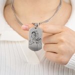 Collana personalizzata in acciaio in titanio con foto e testo incisi, festa del papà - Regalo di compleanno e anniversario per uomini o famiglia