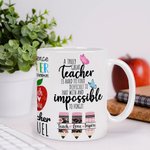 Personalisierte niedliche Frau Cartoon-Charakter 11oz 15oz keramische Kaffeetasse mit Namen Teacher's Day Wertschätzung Geschenk für Lehrer
