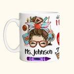 Personalisierte niedliche Frau Cartoon-Charakter 11oz 15oz keramische Kaffeetasse mit Namen Teacher's Day Wertschätzung Geschenk für Lehrer