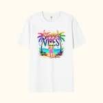 Personalised Colourful Summer Vibes Coconut Tree Cartoon 100% Cotton T-Shirt with Name Holiday Beach Party Gift for Women Girls