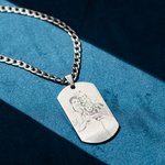 Collana personalizzata in acciaio in titanio con foto e testo incisi, festa del papà - Regalo di compleanno e anniversario per uomini o famiglia