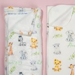 Personalized Cute Woodland Animals Baby Receiving Blanket Swaddle Hat Bow Headband with Name Coming Home Outfit Baby Shower Gift for Newborns