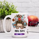 Personalisierte niedliche Frau Cartoon-Charakter 11oz 15oz keramische Kaffeetasse mit Namen Teacher's Day Wertschätzung Geschenk für Lehrer