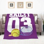 Couverture Polaire Personnalisée avec Numéro et Nom Motif Basket-ball Football Base-ball Sport Cadeau Anniversaire pour Équipe Amateur de Sport