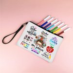 Bolsa de Maquillaje de Dibujos Animados Personalizada con Nombre Regalo de Vuelta al Cole para Profesora