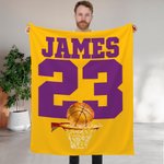 Couverture Polaire Personnalisée avec Numéro et Nom Motif Basket-ball Football Base-ball Sport Cadeau Anniversaire pour Équipe Amateur de Sport