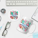 Mug en Céramique Personnalisé avec Nom Multicolore Motif d'Éléments Médicaux Cadeau Remerciement pour Infirmier Médecin Étudiant en Médecine