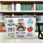 Bolsa de Maquillaje de Dibujos Animados Personalizada con Nombre Regalo de Vuelta al Cole para Profesora