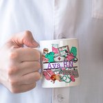 Mug en Céramique Personnalisé avec Nom Multicolore Motif d'Éléments Médicaux Cadeau Remerciement pour Infirmier Médecin Étudiant en Médecine
