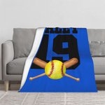 Couverture Polaire Personnalisée avec Numéro et Nom Motif Basket-ball Football Base-ball Sport Cadeau Anniversaire pour Équipe Amateur de Sport