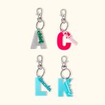 Personalized Glitter Acrylic Name Initial Keychain Bag Charm Multicolour Available Birthday Gift for Women Girls