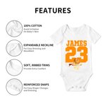 Personalized Football Basketball Sport Theme 100% Cotton Game Day Baby Bodysuit with Name and Number Birthday Baby Shower Gift for Newborns 7