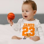 Personalized Football Basketball Sport Theme 100% Cotton Game Day Baby Bodysuit with Name and Number Birthday Baby Shower Gift for Newborns 4