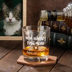 Personalised Need Whisky Right Meow Cute Cat 10oz Old Fashioned Whisky Rocks Glass with Engraved Name Birthday Party Gift for Cat Lovers
