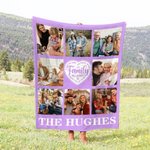 Coperta personalizzata di famiglia cuore 8 foto collage morbido con nome di famiglia compleanno casa decorazione regalo per la famiglia