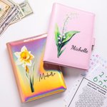 Personalisierter Mehrfarbiger Geldspar-Challenge A5 Binder mit Geburtsblume Namen 100 Umschläge Budget Planer Ringbuch Geburtstag Geschenk für Familie