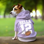Personalizado Multicolor Baloncesto Fútbol Béisbol Pullover Mascota Sudadera con capucha del perro con el nombre del número de cumpleaños de regalo para el amante de mascotas propietario