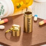 Personalized Not Cocaine Portable Waterproof Brass Pill Case Keychain with Engraved Text Outdoor Travel Camping Daily Use Gift for Family Friend