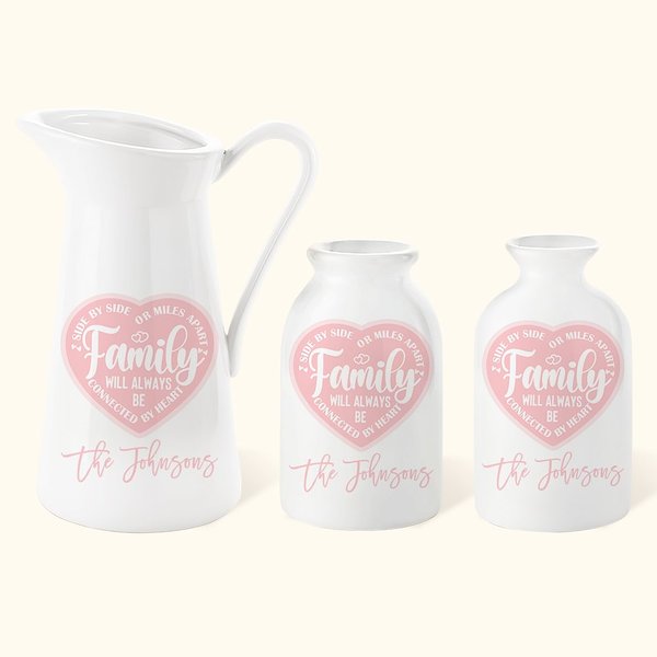 Personalizada Familia Siempre Estará Conectada Por Corazón Florero de Cerámica con 1-12 Nombres Cumpleaños Decoración del Hogar Regalo para la Familia