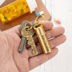 Personalized Not Cocaine Portable Waterproof Brass Pill Case Keychain with Engraved Text Outdoor Travel Camping Daily Use Gift for Family Friend