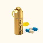 Personalized Not Cocaine Portable Waterproof Brass Pill Case Keychain with Engraved Text Outdoor Travel Camping Daily Use Gift for Family Friend