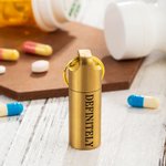 Personalized Not Cocaine Portable Waterproof Brass Pill Case Keychain with Engraved Text Outdoor Travel Camping Daily Use Gift for Family Friend