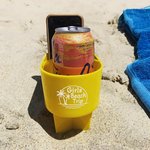 Porte-Gobelet de Plage Personnalisé avec Texte et Motif Accessoire de Plage Cadeau Voyage pour Amateur des Activités en Plein Air