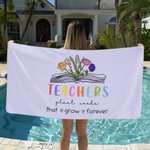 Personalisierte Lehrer Pflanze Samen, die für immer wachsen Strand Handtuch mit 1-6 Geburt Blumen super saugfähig Teacher's Day Anerkennung Geschenk f