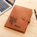 Personalisierte Bogen Geburt Blumenstrauß Leder Bucheinband mit Notebook und eingravierten Namen Geburtstag Geschenk für Künstler Maler