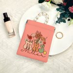 Personalized Retro Wildflower Mrs Coin Earphones Leather Squeeze Pouch Storage Bag with Name Bridal Shower Teacher Appreciation Gift for Women